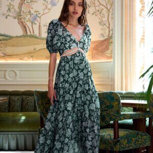 The Emma Dress in Emerald Peony Print